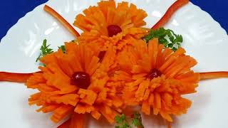 Хризантемы из моркови. Украшение блюд...