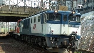 臨9863レ　EF64-1027牽引　DE10-1546無動力　チキ回送貨物列車　金山駅通過