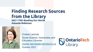 SSCI 1700 - Finding Research Sources from the Library (Robinson) Fall 2021