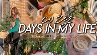 COZY DAYS IN MY LIFE | decorating our balcony for christmas, cooking chili, tidying up, & errands!