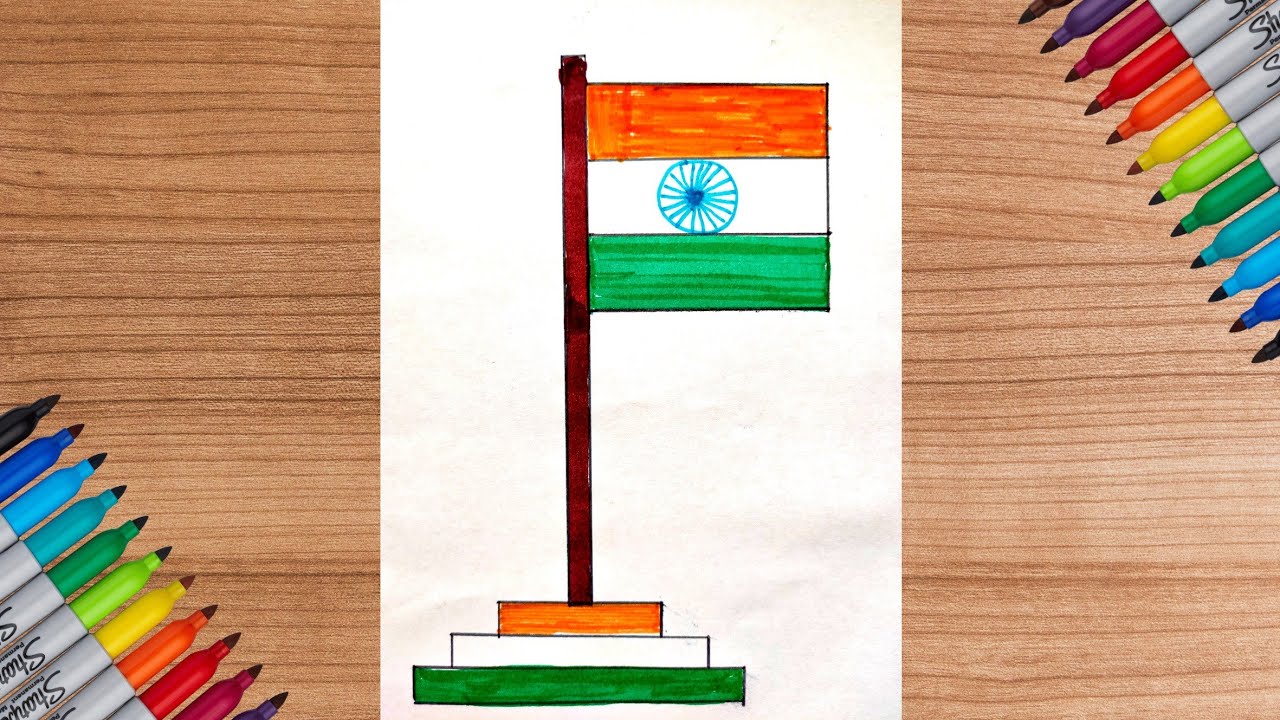 Indian Flag Drawing How To Draw National Flag Of India Easy Steps ...