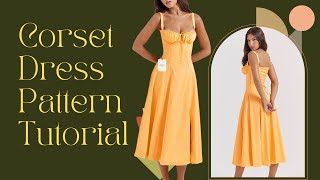 Corset Dress Beginner Pattern Tutorial, Bustier Midi Dress,