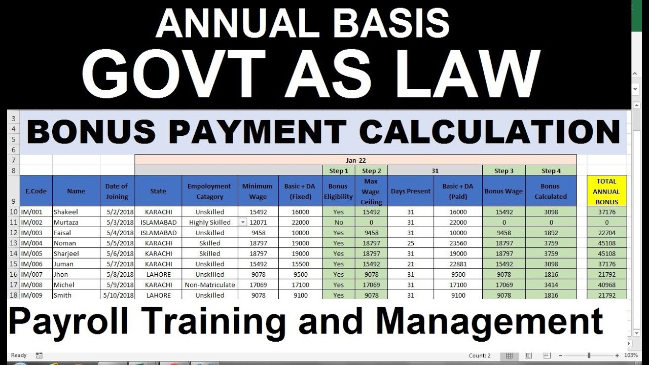 How To Calculate Bonus On Salary In Excel - YouTube