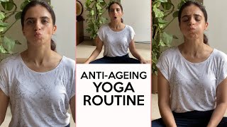 Yoga for Younger Looking Skin | 3 Simple Asanas for Skin tightening | Yoga With Mansi | Fit Tak