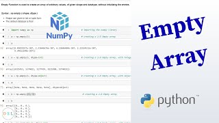 Python Numpy Tutorial - 7 ... Empty Array Function || np.empty( )