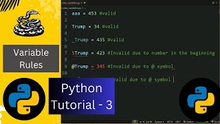 Variable Rules | Python Tutorial - 3 (Python Full Course) #python #variables