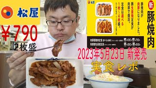 松屋「肉厚豚生姜焼定食」実食レポ 2023年5月23日 新発売 2枚盛 豚焼肉