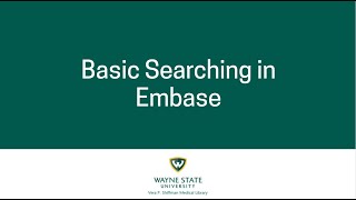 Basic Searching in Embase