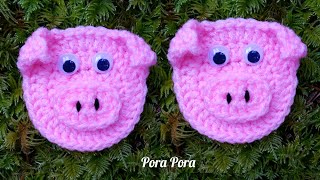 Crochet Pig Applique I Crochet Animal Applique