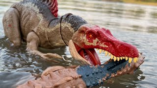 SPINOSAURUS VS SCORPIOS REX VS RAJASAURUS  in the River