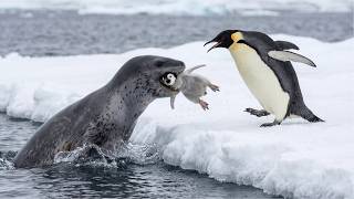 Leopard Seal Ambushes The Penguin Chick in a Split of a Second