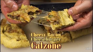 Cheesy Bacon Cheeseburger Calzone (and how to make pizza dough)