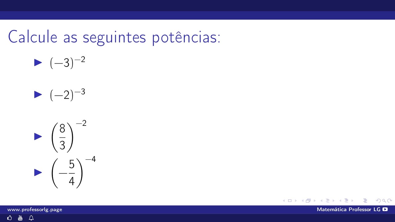 ⭕ Calcule As Seguintes Potências (Expoente Negativo) - YouTube