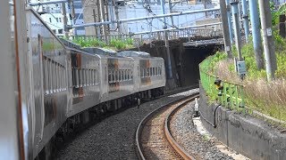 快走！各駅通過 １８５系OM03編成（列車番号 9822M）高崎線（東北本線）乗務員室前方展望・車窓　2016年6月