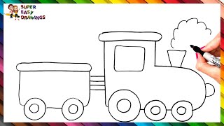 How To Draw A Train Step By Step 🚂 Train Drawing Easy