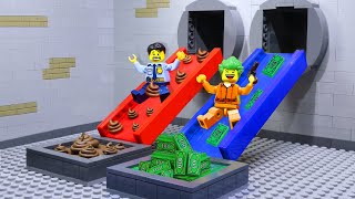 Don't Slide Through the Wrong Waterslide!! Money or Poop | LEGO Prison Break
