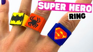 How to make SUPERHERO origami RING [paper ring diy]