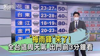 「梅雨鋒」來了! 全台這周天氣 出門前3分鐘看｜TVBS新聞