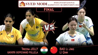 Treesa Jolly/Gayatri Gopichand Pullela vs Bao Li Jing/Li Qian Syed Modi India International 2024 - F