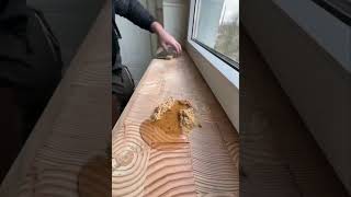 Fensterbank mit Parkett verkleiden/ Parkett kitten /Parkett ölen / Parkett verlegen kleben /Hirnholz