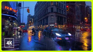 New York City 🗽🚕  HEAVY RAIN at NIGHT