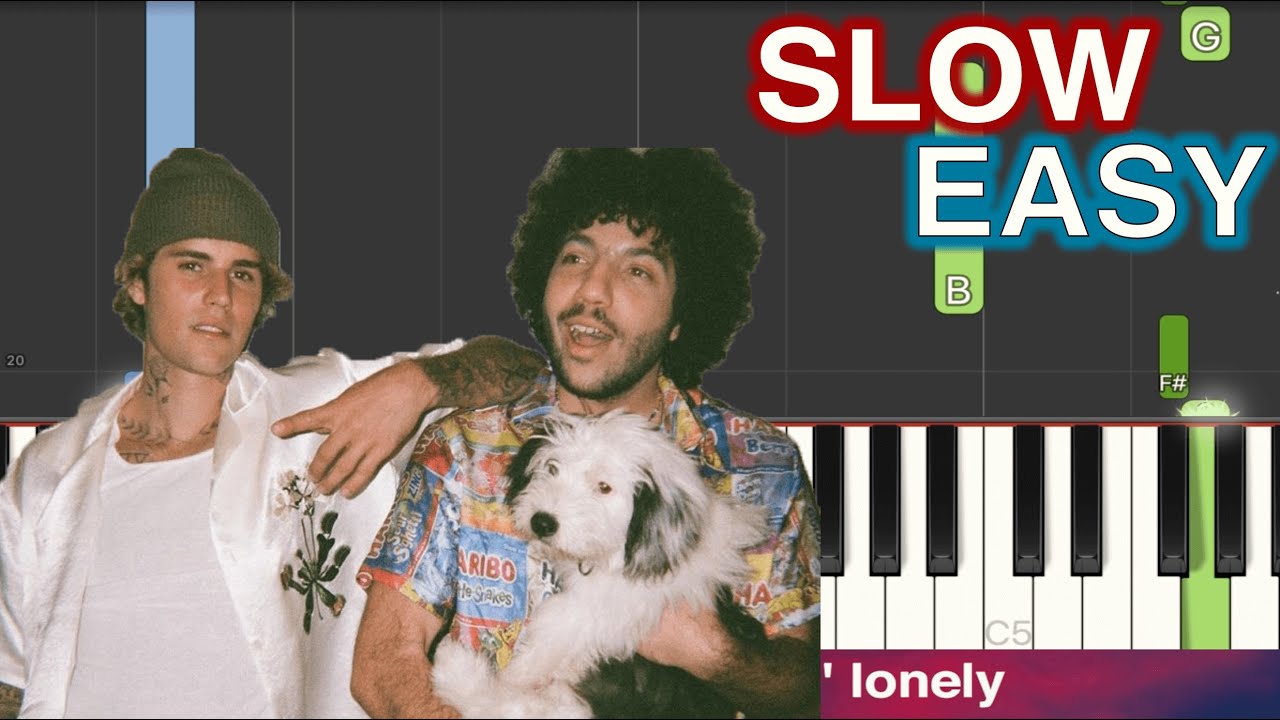 Justin Bieber & Benny Blanco - Lonely SLOW EASY Piano Tutorial - YouTube