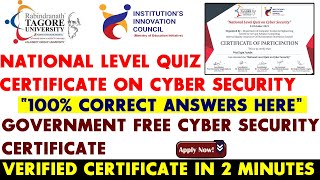 National Level Free Cybersecurity Certificate | Institution's Innovation Council Certificate
