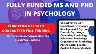 Fully Funded Masters and PhD in Psychology | 15 US Universities