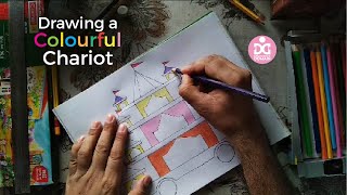 Drawing A Colourful Chariot/Rath | Step By Step Drawing of a Chariot