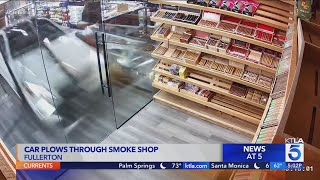 Car crashes through smoke shop in Fullerton