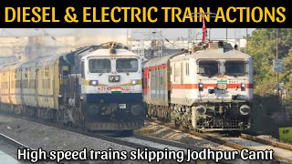 Speedy Diesel \u0026 Electic trains skipping Jodhpur cantt ~ Highcourt, Delhi Sf, Ranakpur 🔥