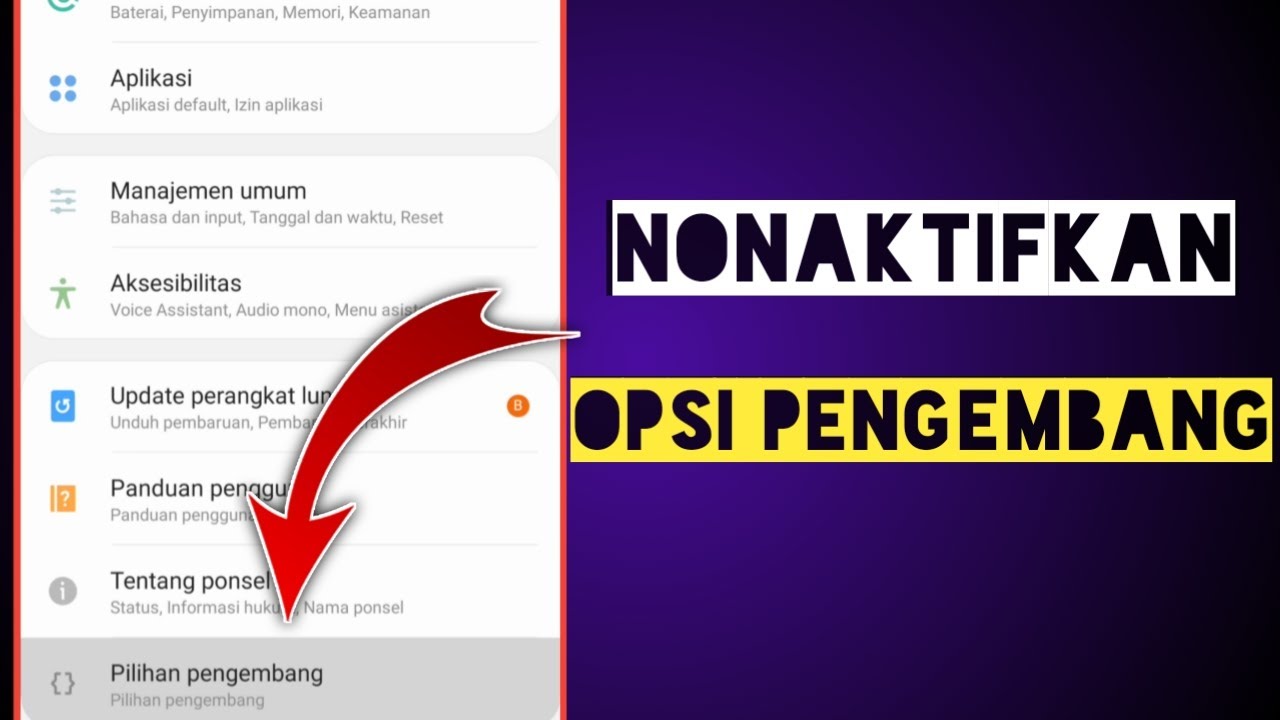 Cara Menonaktifkan Opsi Pengembang - YouTube