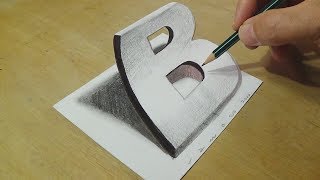 Drawing 3D Letter B - Trick Art on Paper with Graphite Pencils - Illusion for Kids & Adults