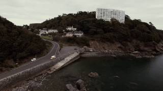 Flying over Meadfoot Beach Torquay South Devon UK 28 Oct 2016