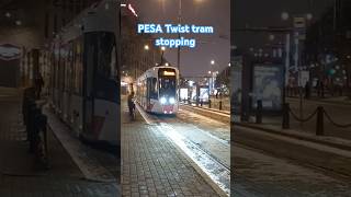 PESA Twist tram stopping (December 8, 2024)