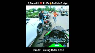 2 Cute girl ❤Ko Zx10r Par Ride Chaiye 😱|Video by Young Rider 6333 #shorts