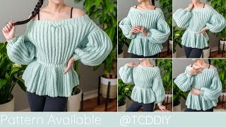 How to Crochet a Peplum Sweater | Pattern \u0026 Tutorial DIY