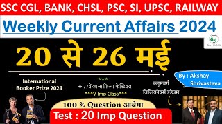 20-26 May 2024 Weekly Current Affairs | Most Important Current Affairs 2024 | CrazyGkTrick