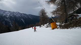 Skiing from Tonale to Ponte di Legno, Italy