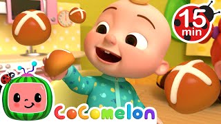 Hot Cross Buns | 15 MIN Animal Loop | Food and Snakcs | CoComelon Nursery Rhymes \u0026 Kids Songs