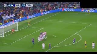 Lionel Messi Free Kick Goal vs Olympiacos