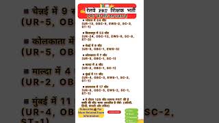 रेलवे शिक्षक भर्ती 2025 || Railway PRT teacher vecancy 2025 || railway TGT PGT teacher vacancy