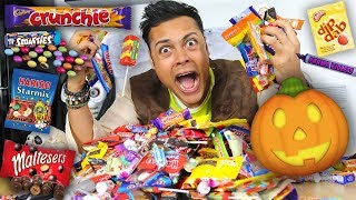 EATING ALL BRITISH HALLOWEEN CANDY !!! (TRICK OR TREAT)