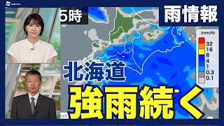 【雨情報】 北海道は強雨続く 東北は局地的な強まり注意