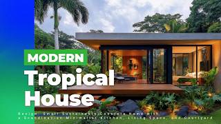 Modern Tropical House Design: Small Sustainable Concrete Home with a Scandinavian Minimalist...