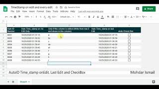 AutoID, TimeStamps, CheckBox on edit - AppScript.