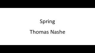 Spring - Thomas Nashe