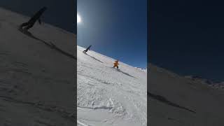 5 year old girl dropping into a black diamond run | Valle Nevado, Chile  #snowboarding