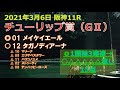 【3連複19.9倍的中！回収率132.7％】チューリップ賞予想（2021年3月6日阪神11r）by r2理論