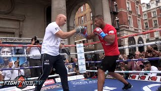 Golovkin vs.Brook - Kell Brook shows speed & sharp combinations on mitts in media workout